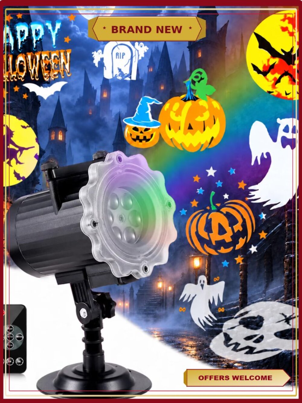 Halloween Projector Lights Outdoor 16 HD Effect Waterproof Holiday Light